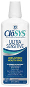CloSYS Ultra Sensitive Mouthwash, 32 Ounce, Unflavored, Alcohol Free, Dye Free, pH Balanced