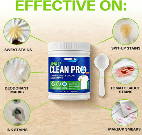TONBEEN 500g Armpit Stain Remover Enzyme Laundry Powder - Sweat, Yellow & Deodorant Stain Remover for White Clothes