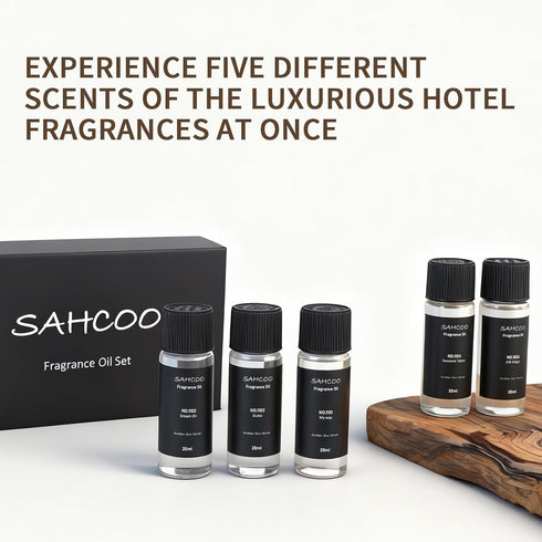 Sahcoo Set 5-Star 120ml, (5 Set) Hotel Diffuser Oil Inspired by Hotel Scent, Most Popular Fragrance Oil Natural