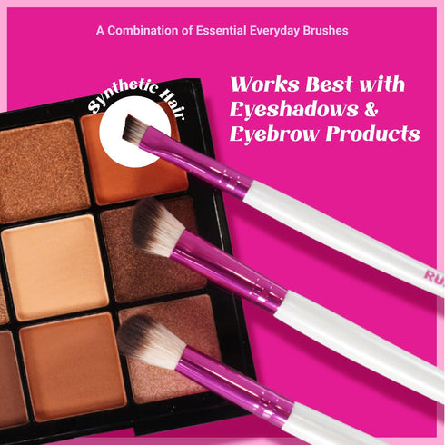 Ruby Kisses Travel Size Makeup Brushes Set, Eye Makeup Brush Set with Case, 5 PCS Blending, Angled, Eyebrow Brushes