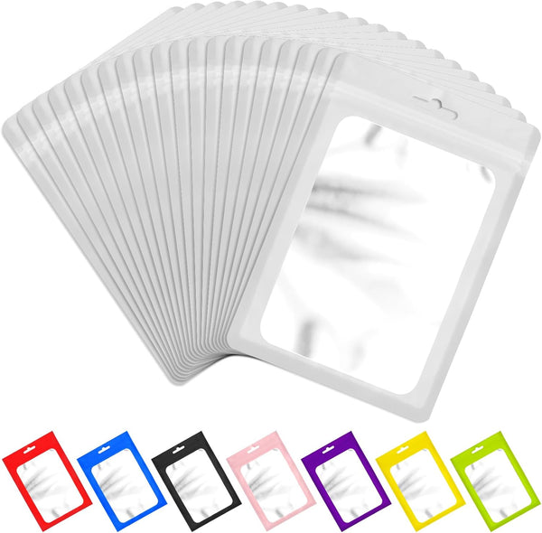 ANZNKU 100 Pcs Resealable Mylar Bags with Clear Window, Foil Pouch Zipper Bags for Food Storage Supplies