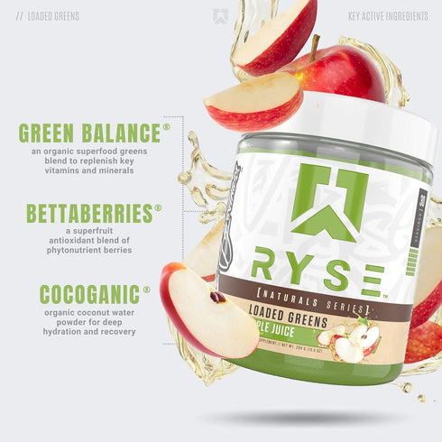 RYSE Loaded Greens Daily Superfood Powder - 30 Servings with Essential Micronutrients, Antioxidants, Vitamins