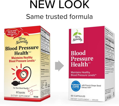 Terry Naturally Blood Pressure Health - 60 Vegan Capsules for Healthy Circulation & Blood Pressure Levels - Non-GMO,