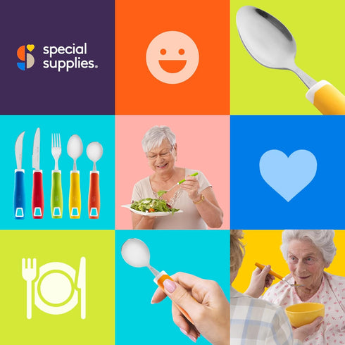 Special Supplies Adaptive Utensils Set, 5-Piece Kitchen Set for Hand Tremors, Arthritis, Parkinson’s Use
