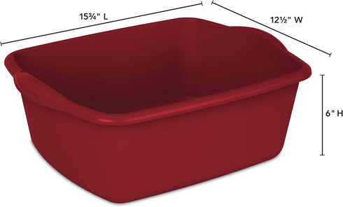 Tribello Plastic Wash Tub Dishpan Basin | 12 Quarts | Heavy Duty Foot Bath for Soaking Feet, Made in USA (Red)