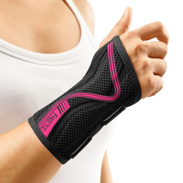 FREETOO Wrist Brace for Carpal Tunnel, Adjustable Anatomically Shaped Support Splint for Men and Women, Left Hand,