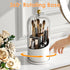 Makeup Brush Holder Organizer with Lid, 360 Rotating Clear Dustproof Organizer for Vanity Desktop Bathroom Countertop