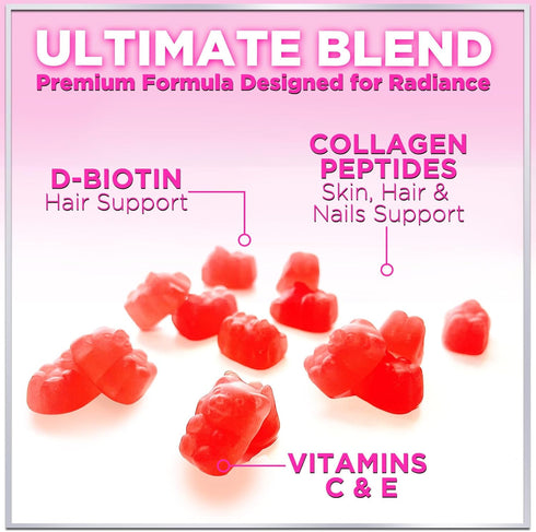 Collagen Peptides Gummies for Women & Men, Extra Strength Hydrolyzed Collagen Supplement for Hair, Skin & Nails