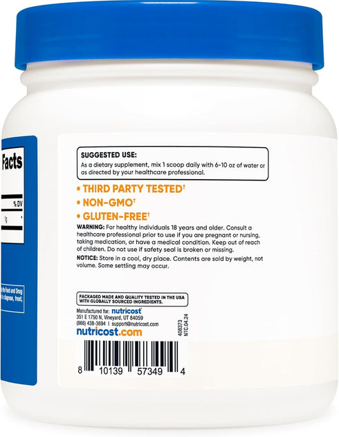 Nutricost L-Lysine Powder, 500 Grams, Pure L-Lysine, Non-GMO, Gluten Free