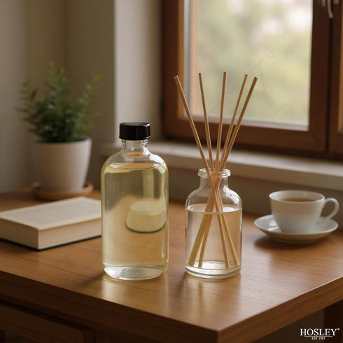 Set 4 200ml Hosley of Vanilla Almond Reed Diffuser Refill Oil, Each - Ideal for Bathroom Decor, Enhance Home Decor