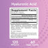 Jarrow Formulas Hyaluronic Acid 120 mg, Dietary Supplement for Skin Health Support, 60 Veggie Capsules