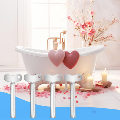 HekouJiub 4Pcs Metal Tube Squeezer, Stainless Steel Toothpaste Squeezer - Roller Tube Key for Daily Living Squeezing