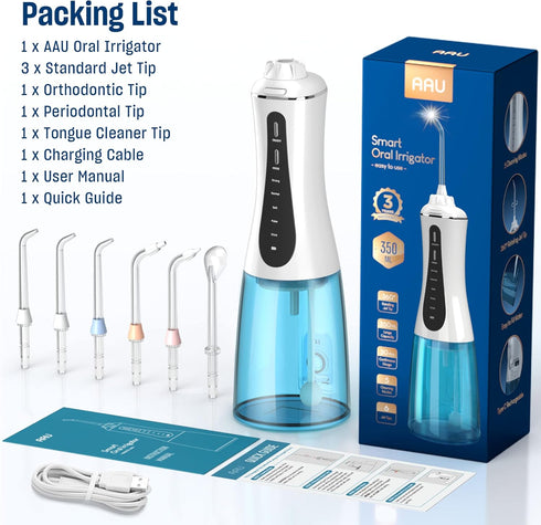 Cordless Water Dental Flosser for Teeth, 350ML Portable Irrigator with 5 Modes, IPX7 Waterproof