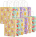 CCINEE 12PCS Easter Gift Bags, Bunny Kraft Paper Treat Bags with Handles for Kids Party Gift Wrapping