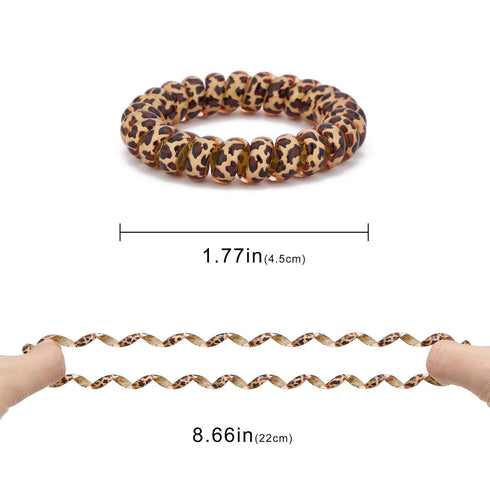 Leopard Spiral Hair Ties (6 Pcs) - No Crease Coil Ponytail Holders for All Hair Types