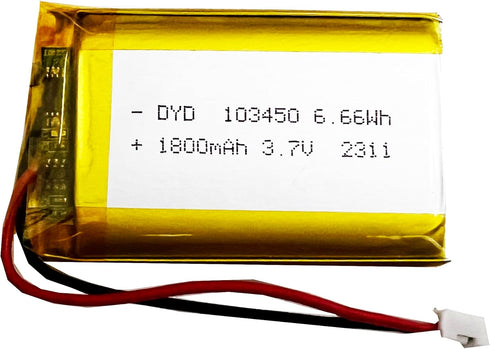 DCH 103450 Lipo Battery with JST Connector, 3.7V 1800mAh for Household Appliances