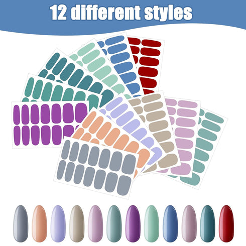 Maitys 168 Pcs Nail Stickers, 12 Sheets Full Wrap Polish Strips, Glitter Self Adhesive DIY Gel Nail Strips for Holiday