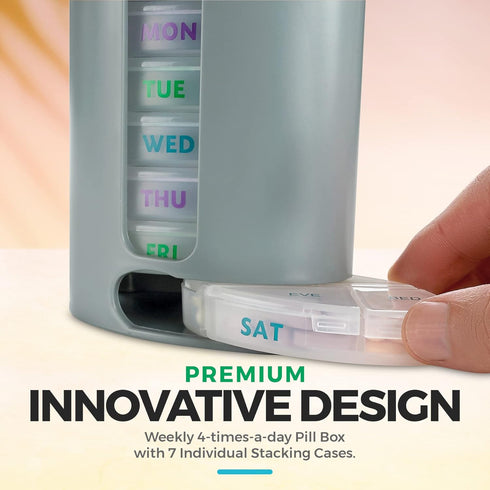 Pack 2 7 MEDca Weekly Pill Organizer, of Dispensers, Stackable Compartments Four Times-a-Day - Morning, Noon, Evening