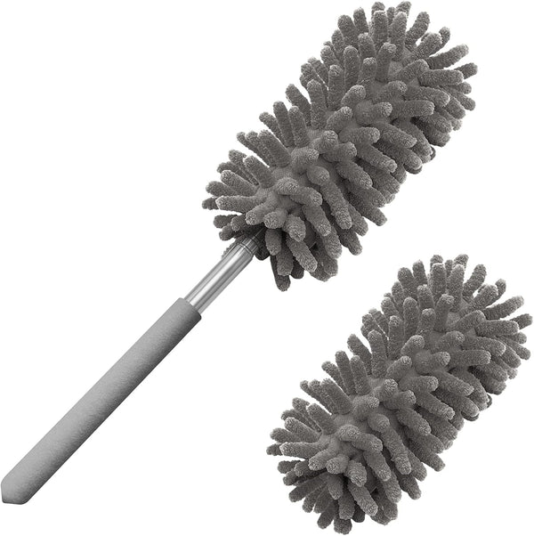 Tukuos Microfiber Duster for Cleaning, Hand Washable with 2pcs Replaceable Heads, Extendable Pole for Home Use