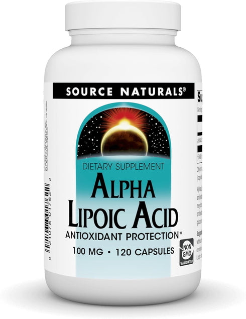 Source Naturals Alpha Lipoic Acid 100 mg, 120 Capsules for Healthy Sugar Metabolism & Liver Function