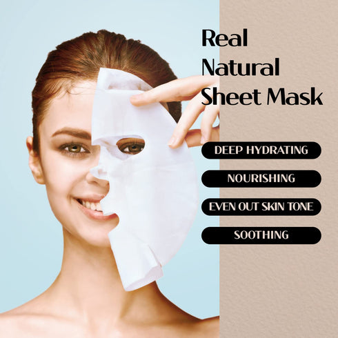 K-Beauty Real Natural Sheet Mask - Blue Ampoule, EWG Verified Non-GMO, 10 Count