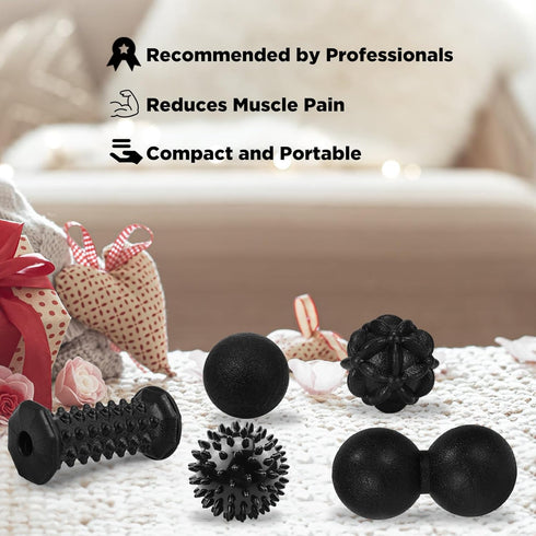 QLDT 5 1 Set,Foot Massage Ball & Foot Roller in Massager Roller-Lacrosse,Peanut,Spiky,Hand Exercise Massage Ball