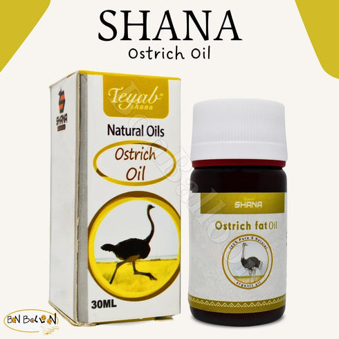 Shana Natural Oils Ostrich Ostrish Oil Cold Pressed Pure for Skin Body Hair Drink Food No Additives Non Gmo Kosher Halal (1 Pack = 1.01 oz / 30 ml) ???? ??? ??? ?????? ????