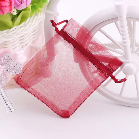 Wuligirl 100pcs Sheer Organza Bag 4X6 with Drawstring - Jewelry Pouches for Party Wedding Favors