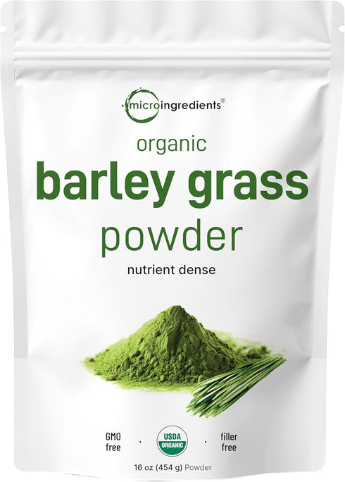 Organic Barley Grass Powder, 16 Ounces | US Grown | Superfood Greens Mix for Immune Health and Digestion Support