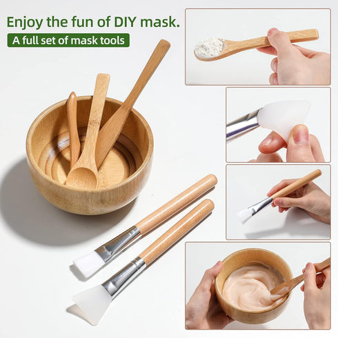 JPNK New DIY Facial Mask Bowl Set, 6 Pack Clay Mask Mixing Kit (Brown)
