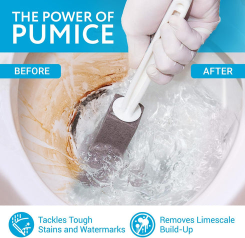 Impresa 2 Pack Pumice Stone Toilet Bowl Cleaner with Extra Long Handle, Limescale Remover, Brush Wand