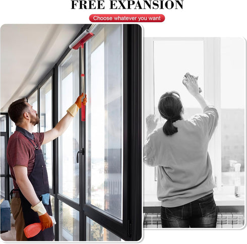 Loulicia Squeegee,2-in-1 Handle(15.3"-23.6") Professional Standard Window Window Cleaner Sponge and Soft Rubber Strip