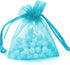 Boshen 100/200PCS Teal Blue Organza Gift Candy Sheer Bags, Mesh Jewelry Pouches Drawstring for Wedding Party Favors