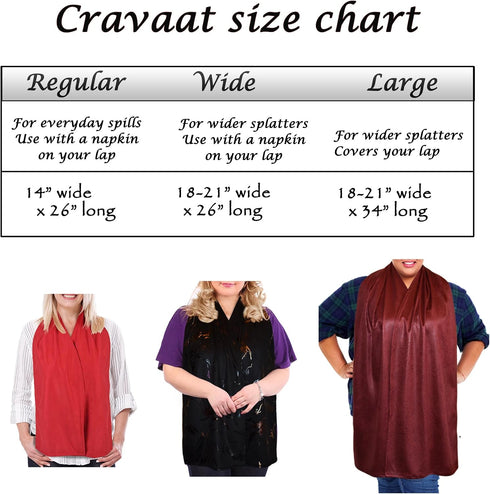 Magnetic Closure Dining Scarf Bibs for Adults - Regular, Wide, Large Sizes