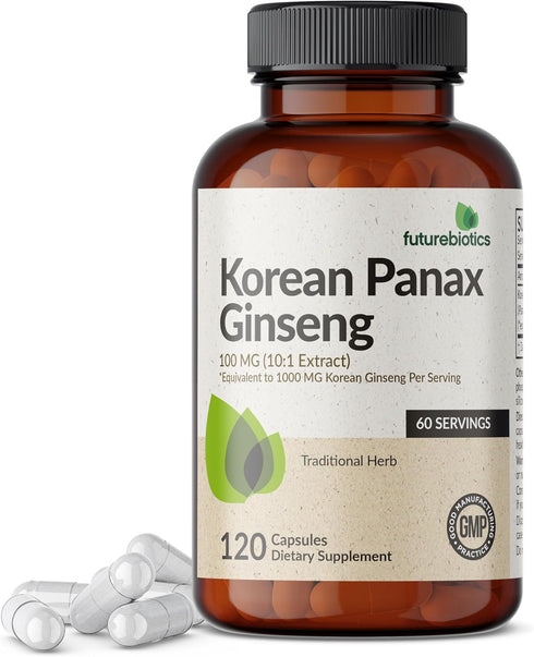 Futurebiotics Korean Panax Ginseng 1000 MG | Energy, Memory & Brain Health Support | Non-GMO, 120 Capsules