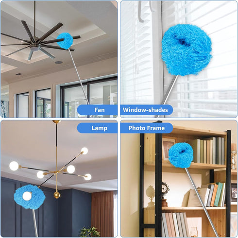Ceiling Fan Cleaner Duster - Reusable Microfiber Ceiling Fan Blade Cleaner with Extension Pole for Cleaning