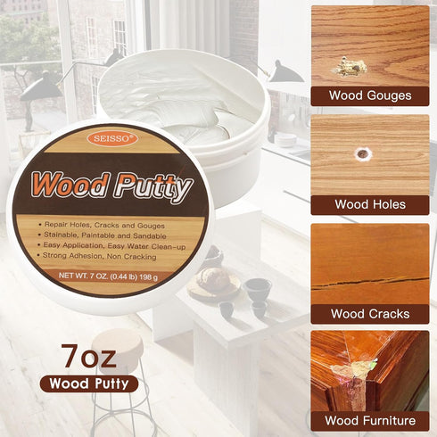 SEISSO Wood Filler and Furniture Repair Kit, 12 Colors Touch Up Kit for Wooden Floor Table, with Water-Based Putty