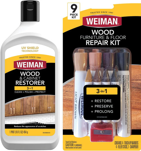 Weiman Wood Restore and Repair Kit, Wood Floor Scratch Repair, Furniture Markers