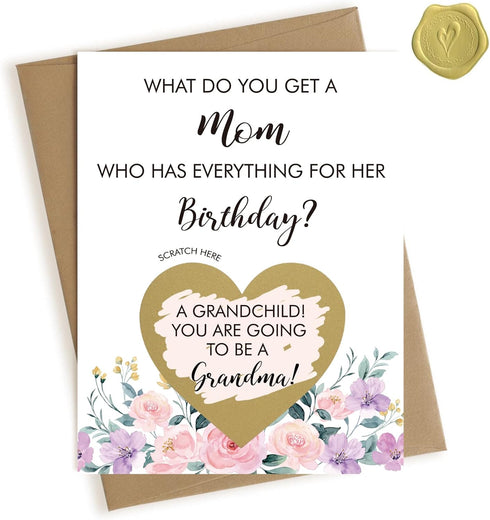 Pregnancy Announcement for Grandma, Pregnancy Announcement Scratch Off Card for Mom Birthday,
