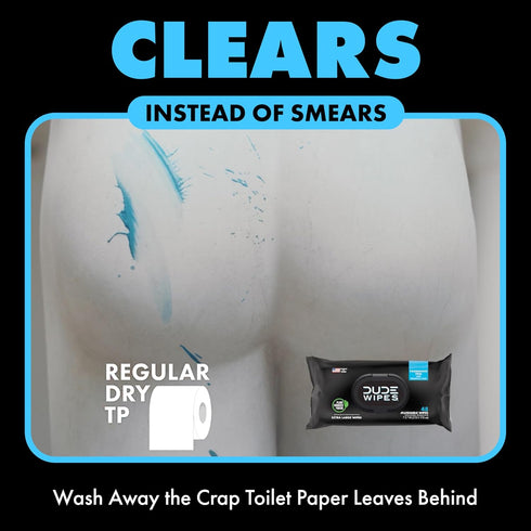 DUDE Wipes - On-The-Go Flushable Wipes - 2 Pack, 60 Wipes - Unscented Extra-Large Individually Wrapped Adult Wet Wipes - Vitamin E & Aloe - Septic and Sewer Safe