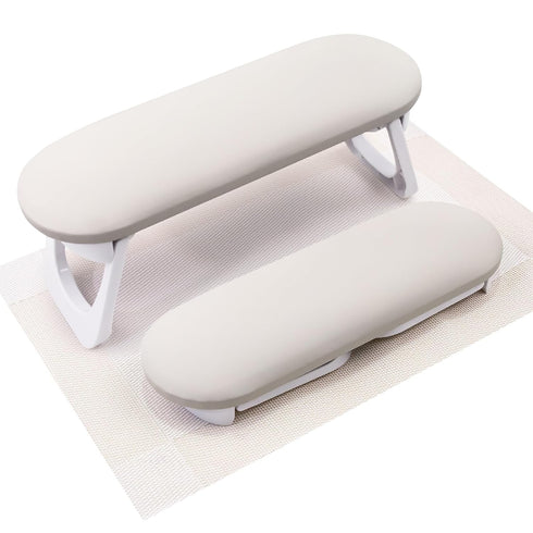 Subay Foldable Nail Arm Rest, PU Leather Cushion Hand Holder for Acrylic Nails, Nail Art Accessories Tool - Light Gray