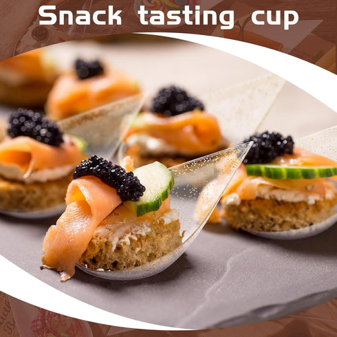 Tessco 200 Pcs 4 Tear Drop Appetizer Spoons, Mini Appetizer Plates, Reusable Spoons, Tasting Spoons, Catering Supplies