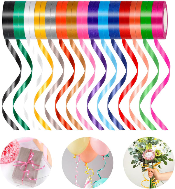 Curling Ribbons, 30 Rolls, 15 Colors Balloon Ribbon for Crafts, Metallic String Roll for Party Decoration