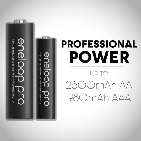 Panasonic BK-3HCCA4BA 4-Battery Pack eneloop pro AA High-Capacity Ni-MH Pre-Charged Rechargeable Batteries