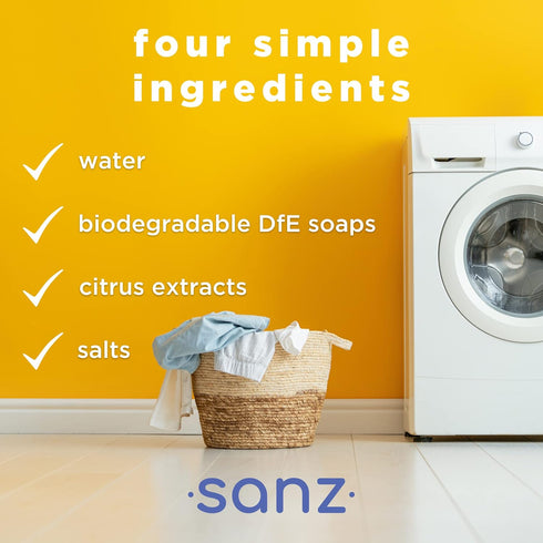 SANZ Hypoallergenic Biodegradable Laundry Detergent, Free and Clear, 64 Loads