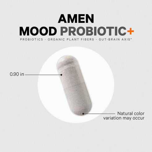 Amen Mood Probiotic Supplement 51 Billion CFU - Organic Prebiotics and Probiotics, Vegan & Non-GMO, 60 Capsules