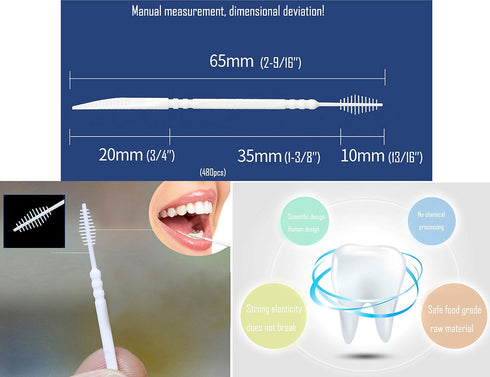 Plastic Toothpicks: Home Teeth Cleaning Tool, Double-ended Toothpicks, Interdental Toothpicks, Pack of 480