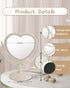XPXKJ 7 Inch Vintage Heart Mirror, Elegant Desk Makeup Mirror with Double Sided 360 Degree Rotation