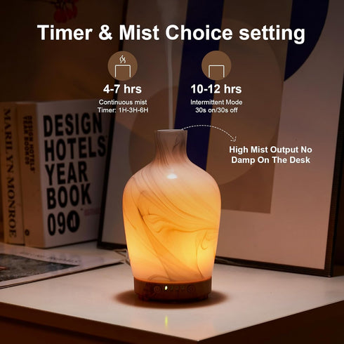 inrorans 160ml 7 Classical Vase Art Glass Aromatherapy Diffuser ultrasonic Cool Mist Scent Aroma Essential Oil Diffu er