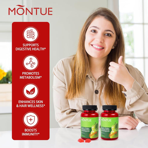 Gummies B12 Gummy 30 Gummies (30) Montue NEWELLME Apple Cider Vinegar Multivitamin,ACV Supplement Vitamins,Vegetarian